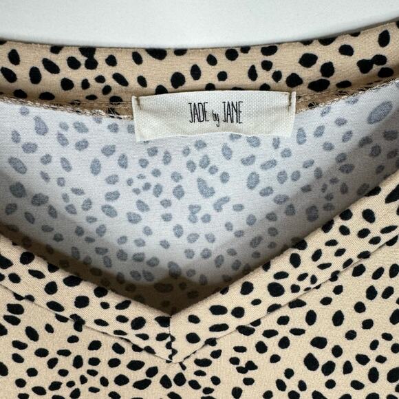 Jade by Jane Tiered Ruffle Vneck Dress Pockets Dotted Print Soft Relaxed Size 1X - Picture 6 of 7